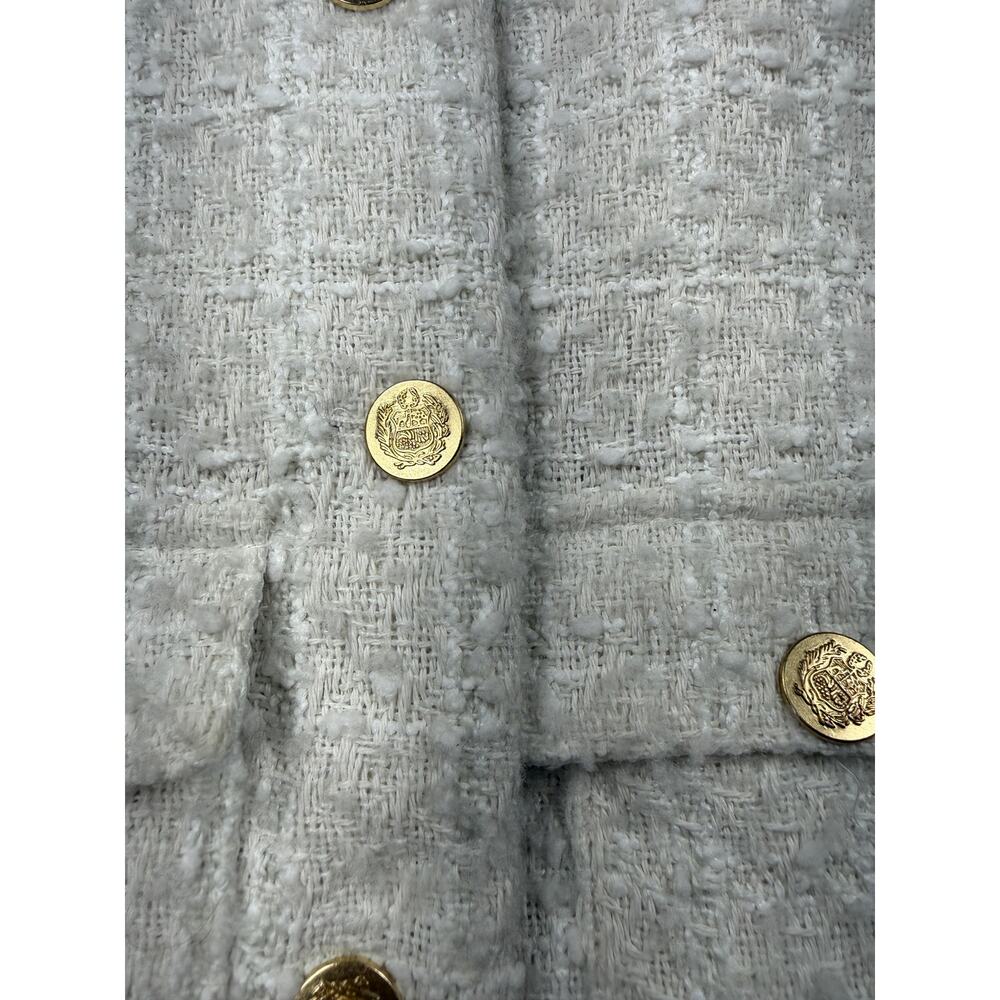 Mark Edwards Studio Tweed Crop Blazer Jacket Sz XS Ivory Blazer - Picture 7 of 12